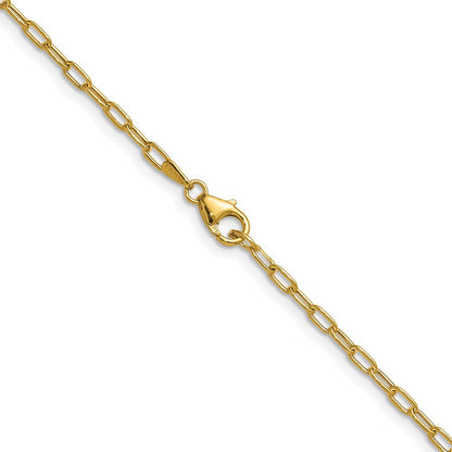 16 Inch 14K Yellow Gold 2.2mm Semi Solid Paperclip Chain Necklace