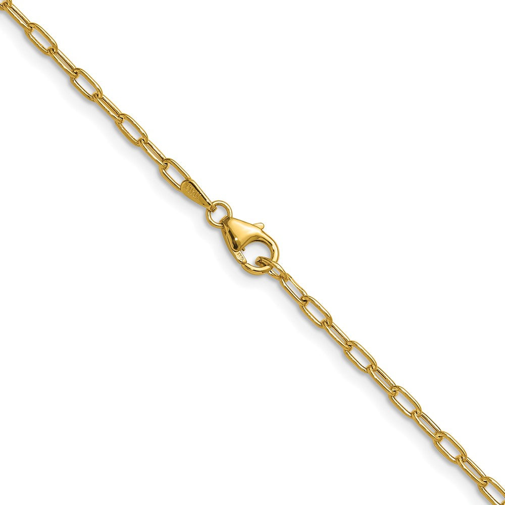 18 Inch 14K Yellow Gold 2.2mm Semi Solid Paperclip Chain Necklace