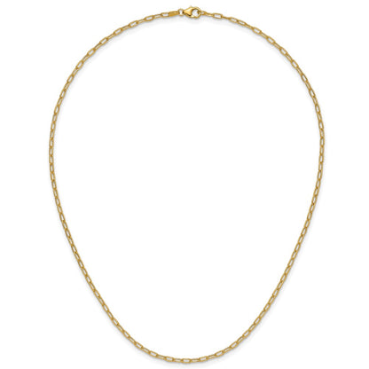 16 Inch 14K Yellow Gold 2.2mm Semi Solid Paperclip Chain Necklace