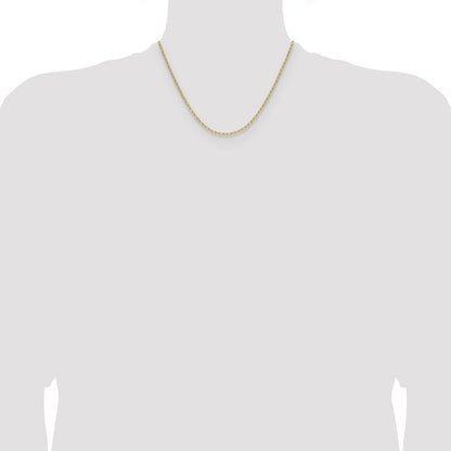 18 Inch 14K Yellow Gold 2.2mm Semi Solid Paperclip Chain Necklace