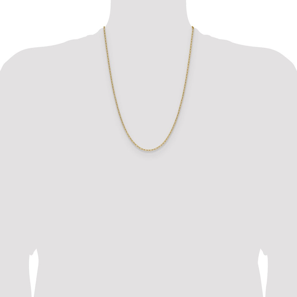 24 Inch 14K Yellow Gold 2.2mm Semi Solid Paperclip Chain Necklace