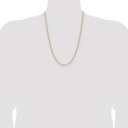 24 Inch 14K Yellow Gold 2.2mm Semi Solid Paperclip Chain Necklace