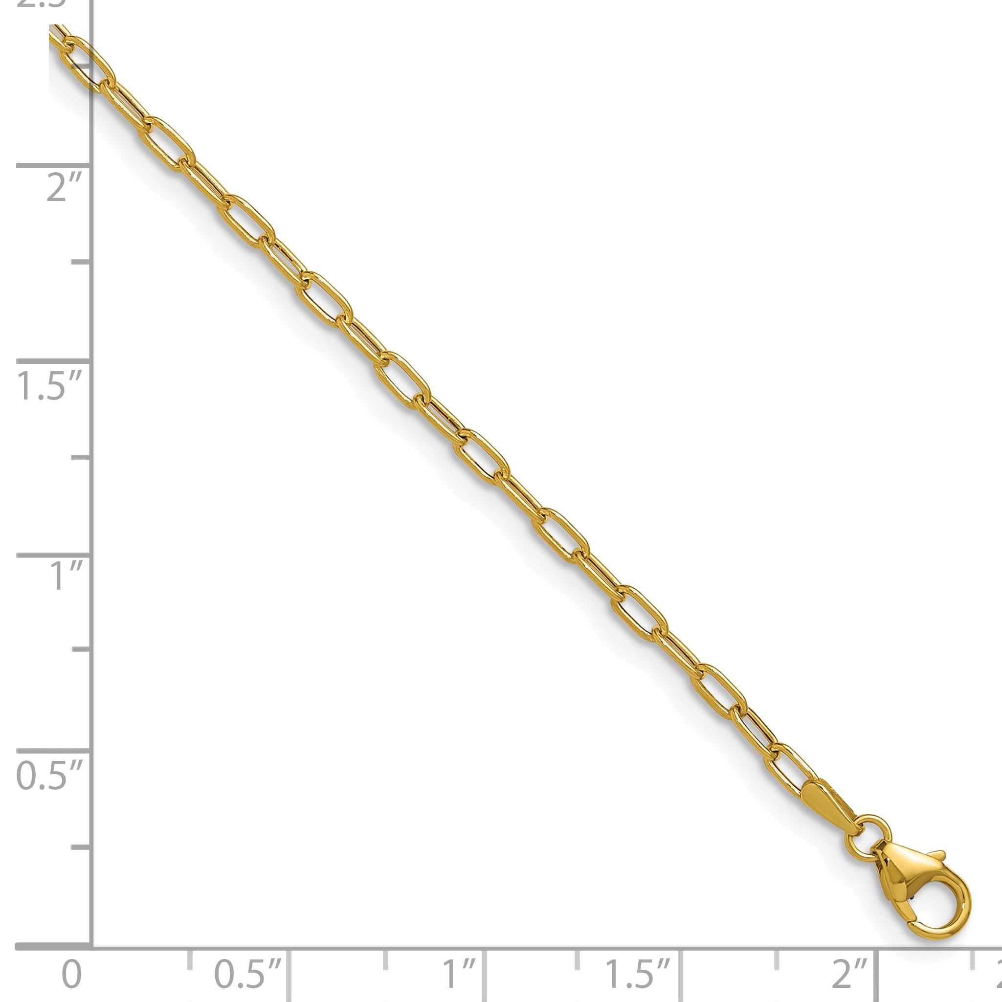 8 Inch 14K Yellow Gold 2.2mm Semi Solid Paperclip Chain Bracelet