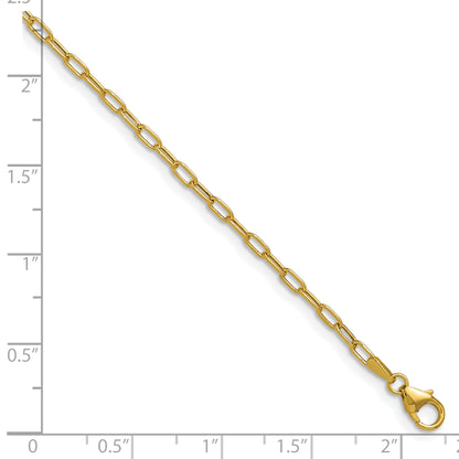 8 Inch 14K Yellow Gold 2.2mm Semi Solid Paperclip Chain Bracelet