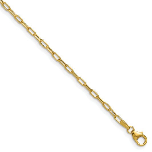 8 Inch 14K Yellow Gold 2.2mm Semi Solid Paperclip Chain Bracelet