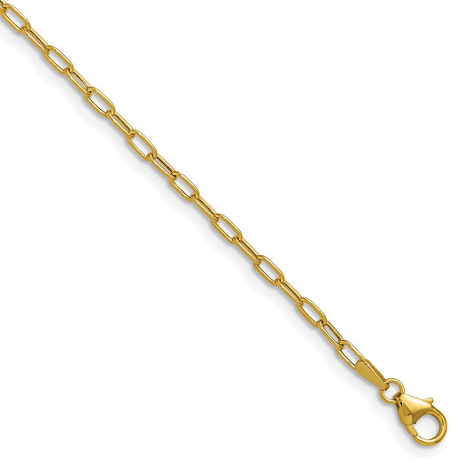 18 Inch 14K Yellow Gold 2.2mm Semi Solid Paperclip Chain Necklace
