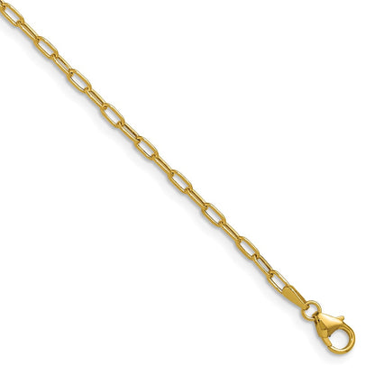 24 Inch 14K Yellow Gold 2.2mm Semi Solid Paperclip Chain Necklace