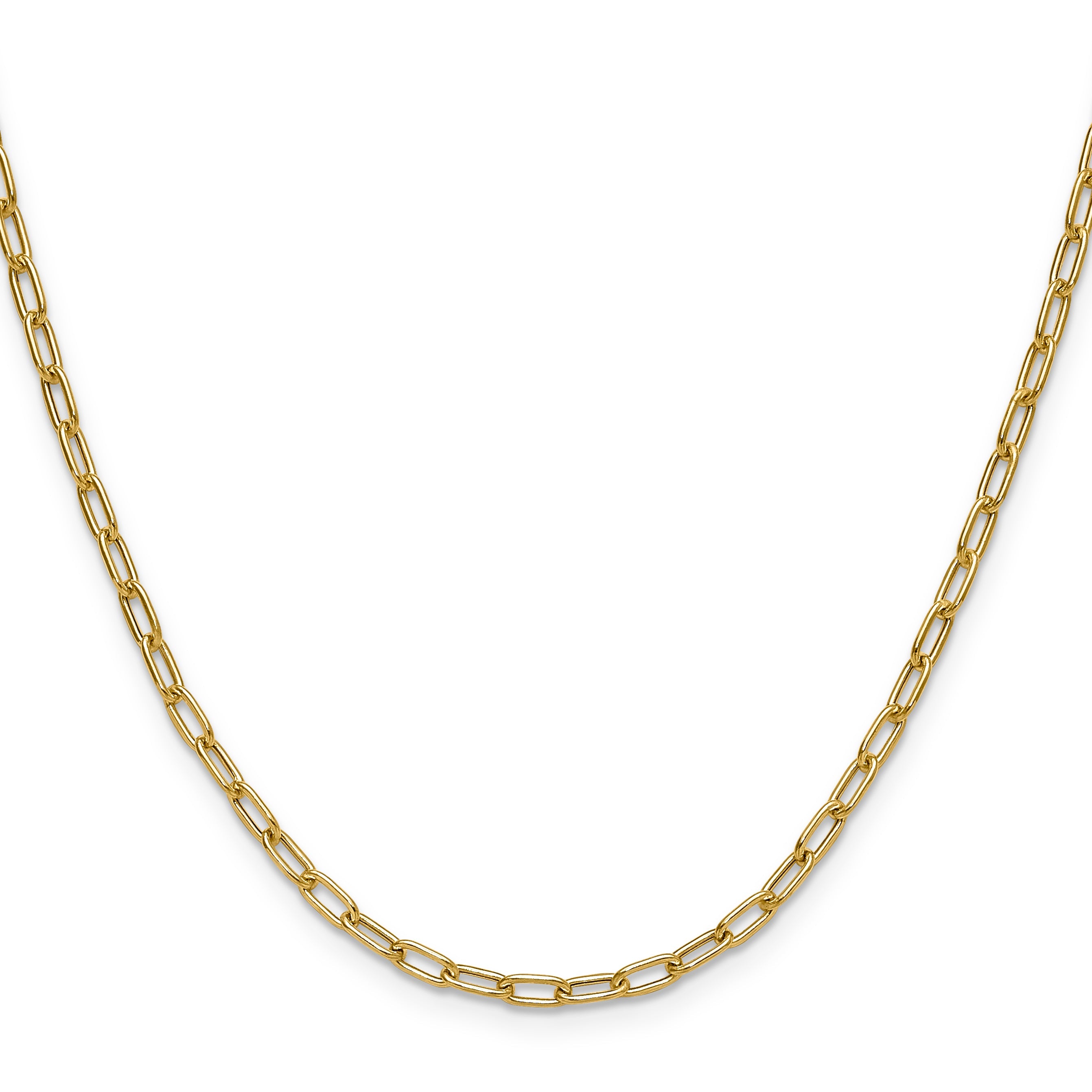 16 Inch 14K Yellow Gold 3.0mm Semi Solid Paperclip Chain Necklace