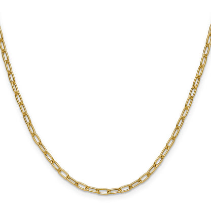 16 Inch 14K Yellow Gold 3.0mm Semi Solid Paperclip Chain Necklace