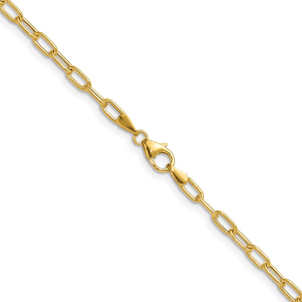 18 Inch 14K Yellow Gold 3.0mm Semi Solid Paperclip Chain Necklace