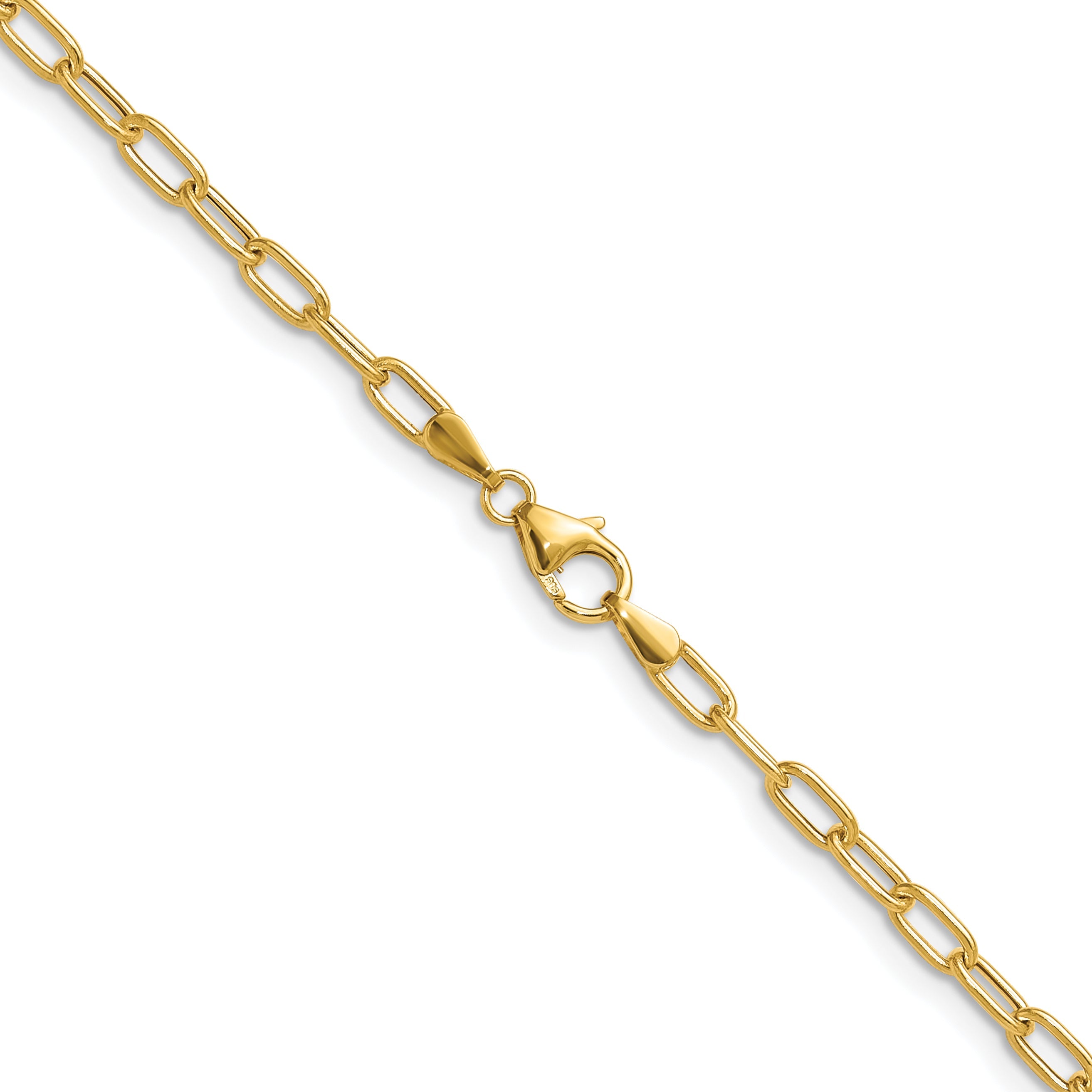 24 Inch 14K Yellow Gold 3.0mm Semi Solid Paperclip Chain Necklace