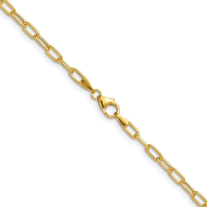 2 Inch 14K Yellow Gold 3.0mm Semi Solid Paperclip Chain Necklace