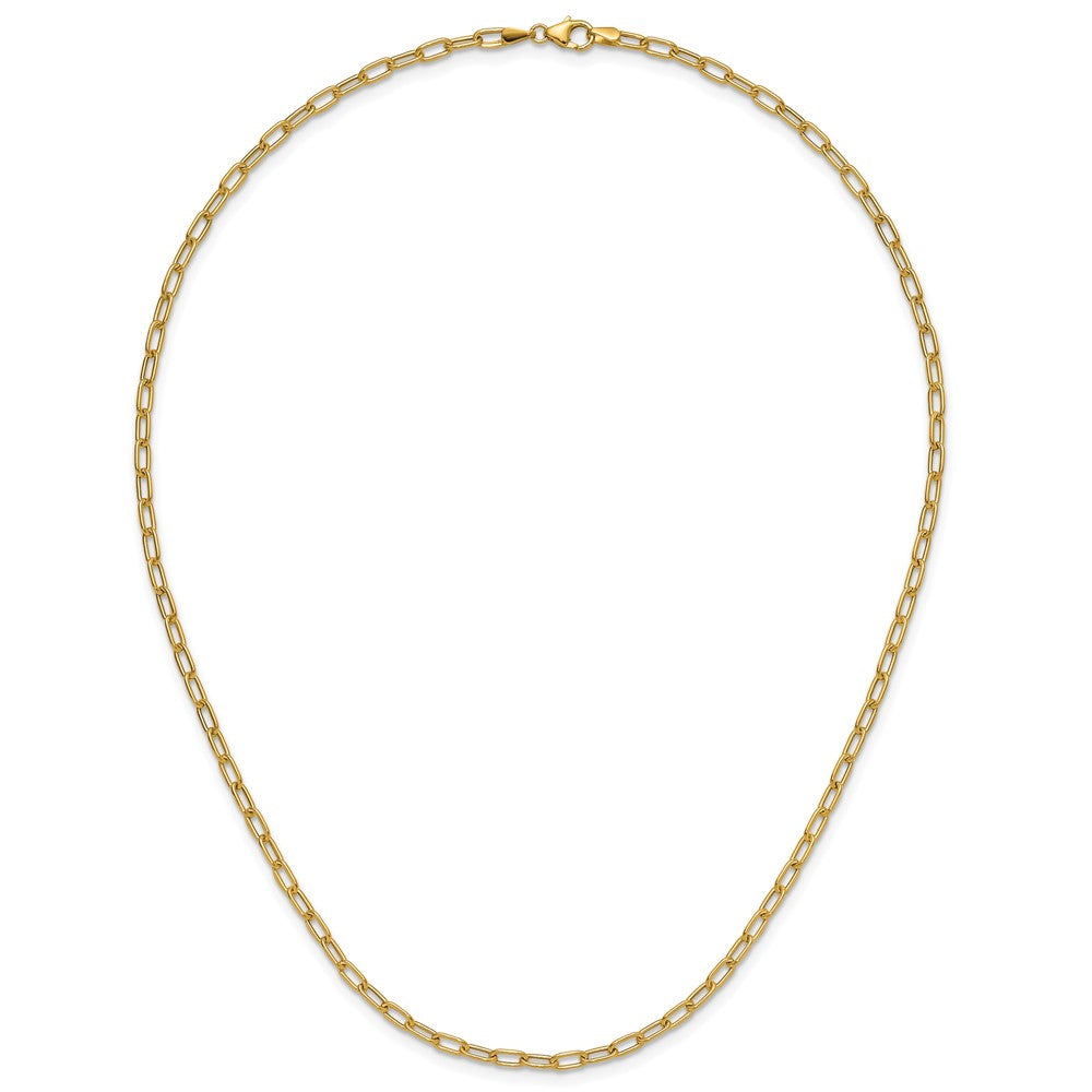 18 Inch 14K Yellow Gold 3.0mm Semi Solid Paperclip Chain Necklace