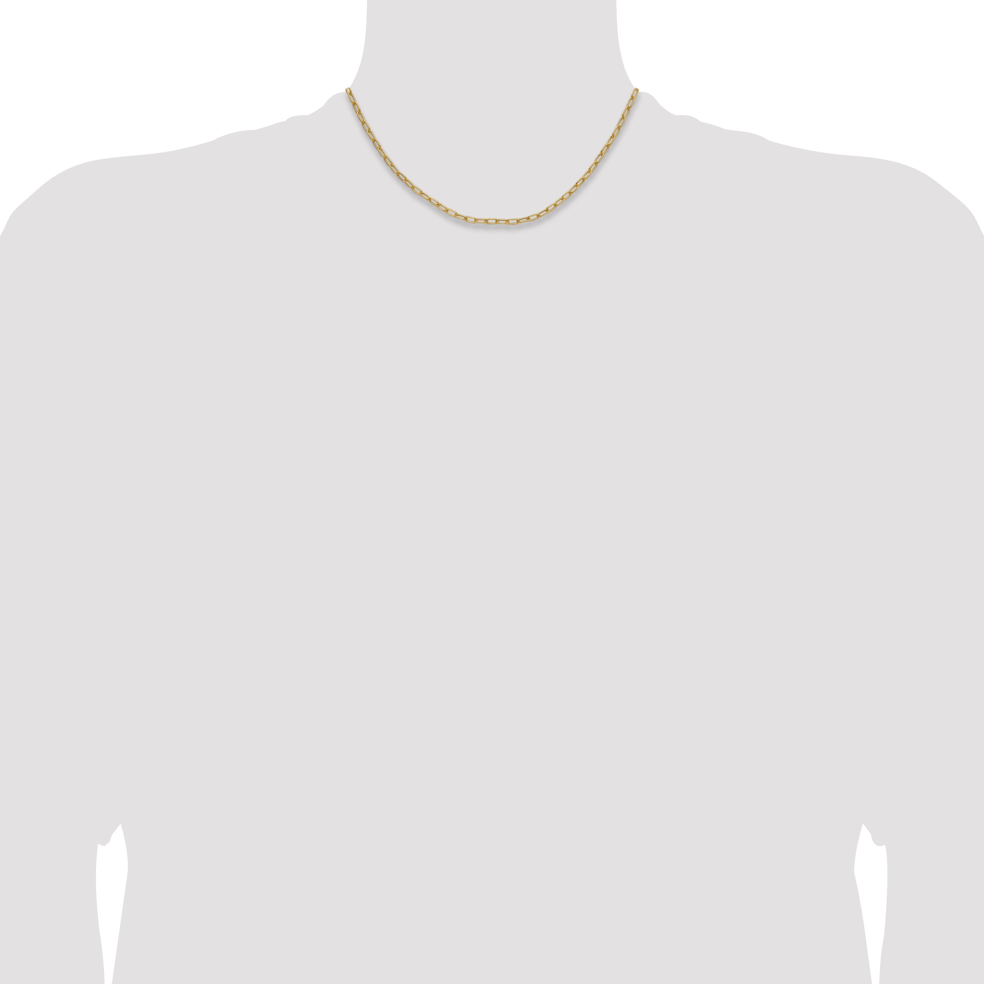 16 Inch 14K Yellow Gold 3.0mm Semi Solid Paperclip Chain Necklace