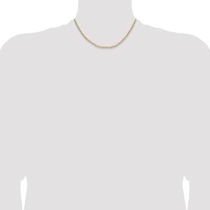 16 Inch 14K Yellow Gold 3.0mm Semi Solid Paperclip Chain Necklace