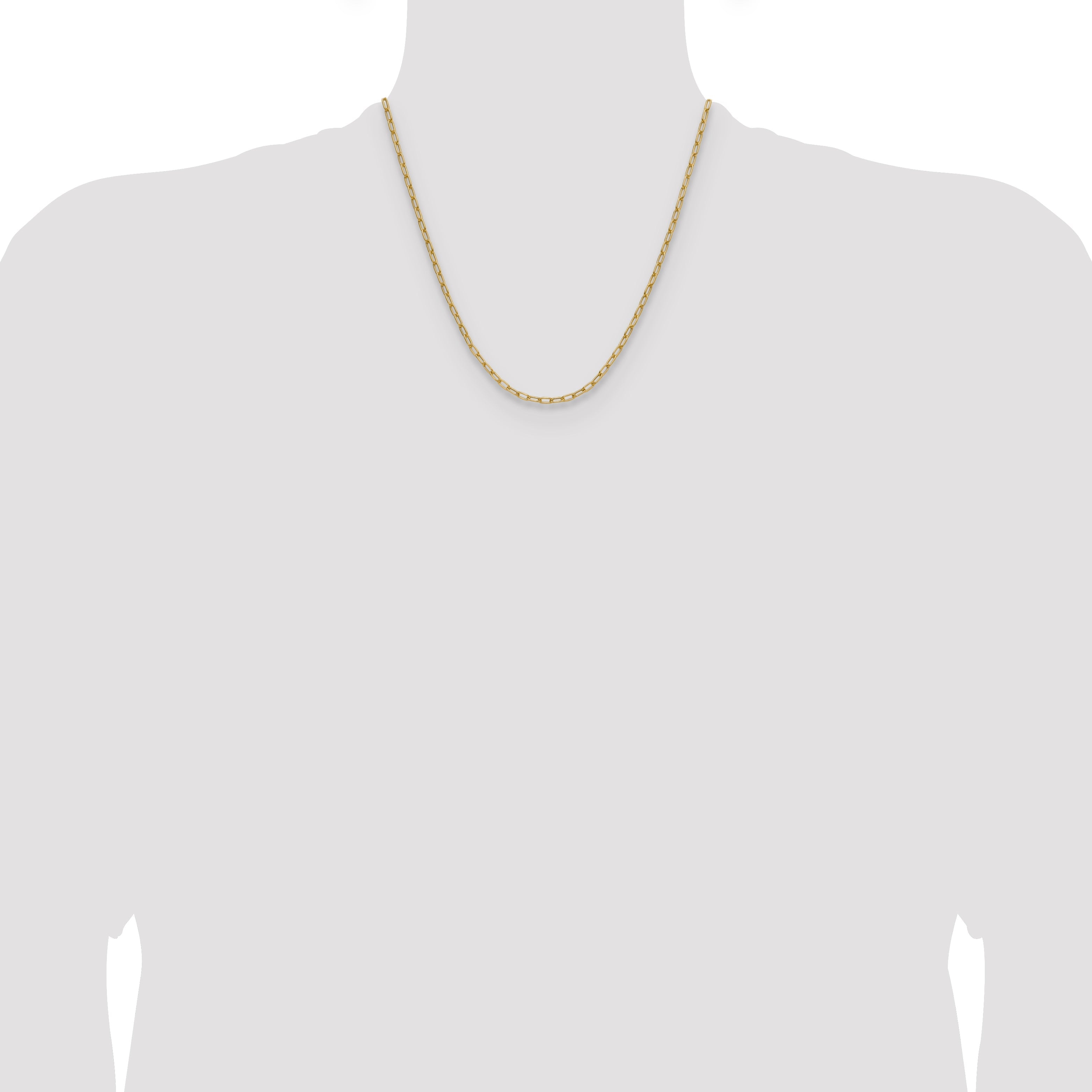 2 Inch 14K Yellow Gold 3.0mm Semi Solid Paperclip Chain Necklace