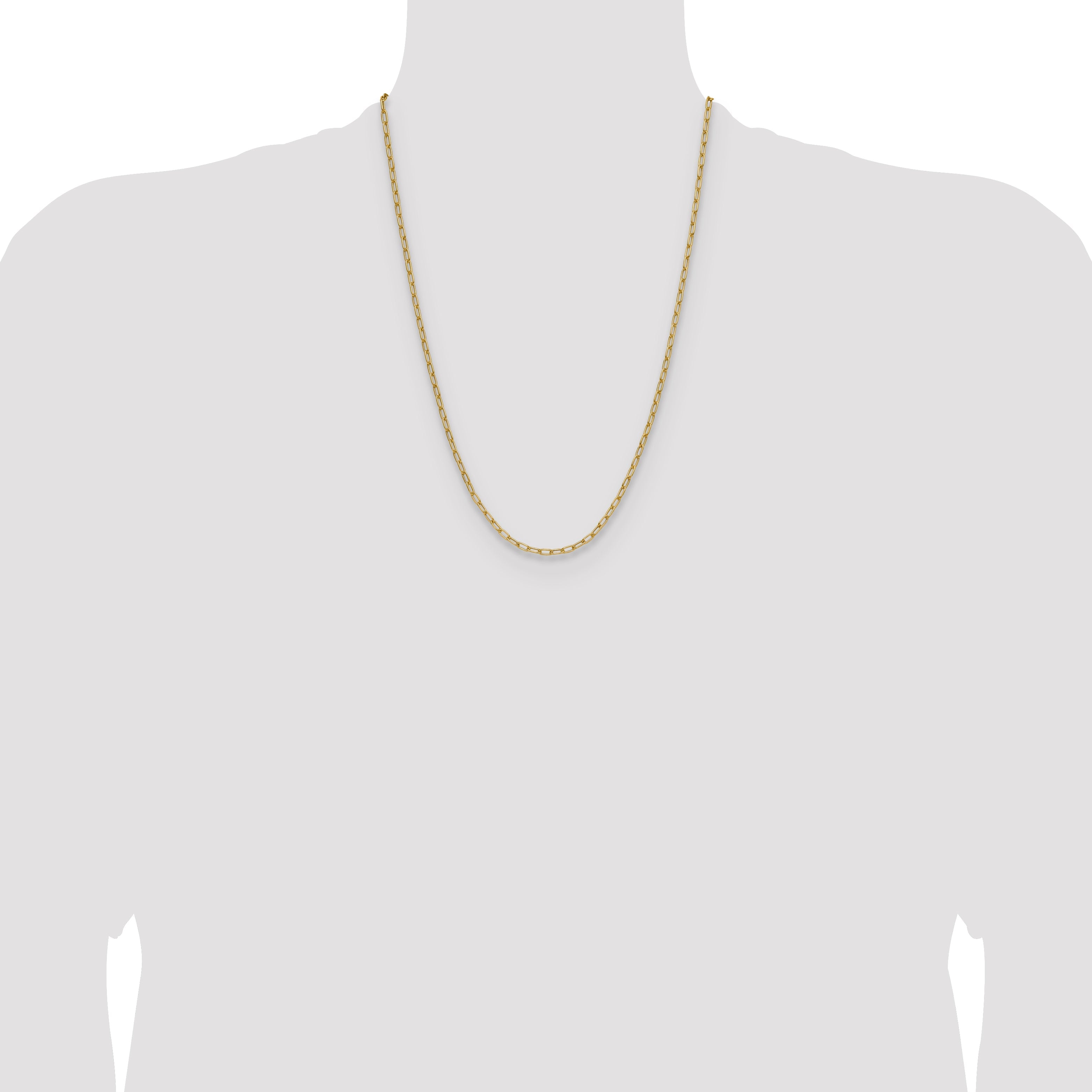 24 Inch 14K Yellow Gold 3.0mm Semi Solid Paperclip Chain Necklace