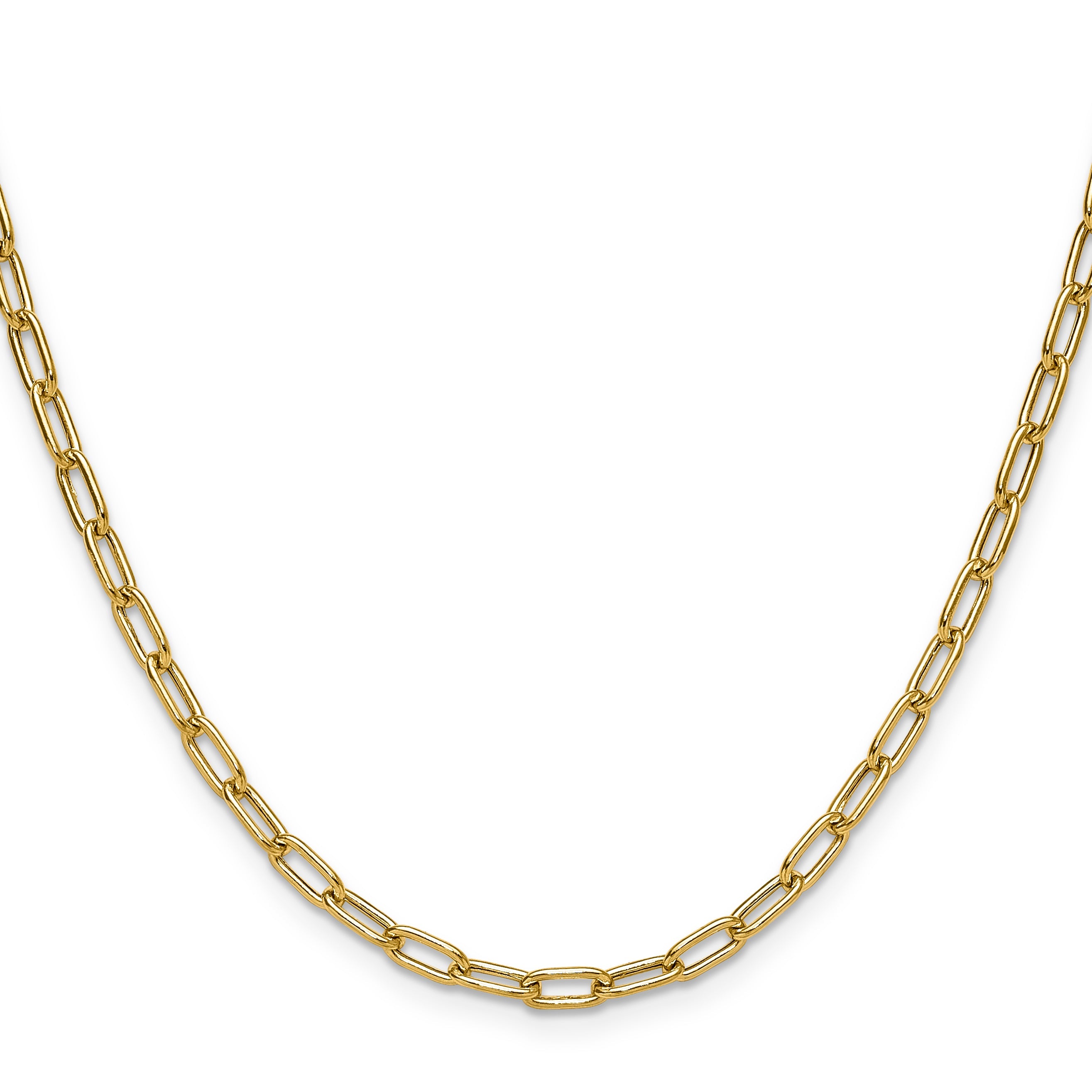 18 Inch 14K Yellow Gold 3.7mm Semi Solid Paperclip Chain Necklace