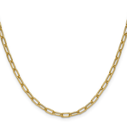 18 Inch 14K Yellow Gold 3.7mm Semi Solid Paperclip Chain Necklace