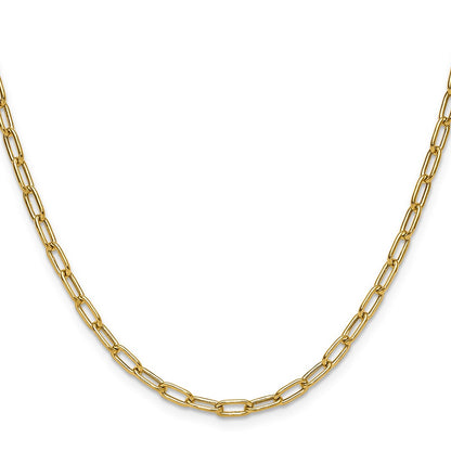 16 Inch 14K Yellow Gold 3.7mm Semi Solid Paperclip Chain Necklace