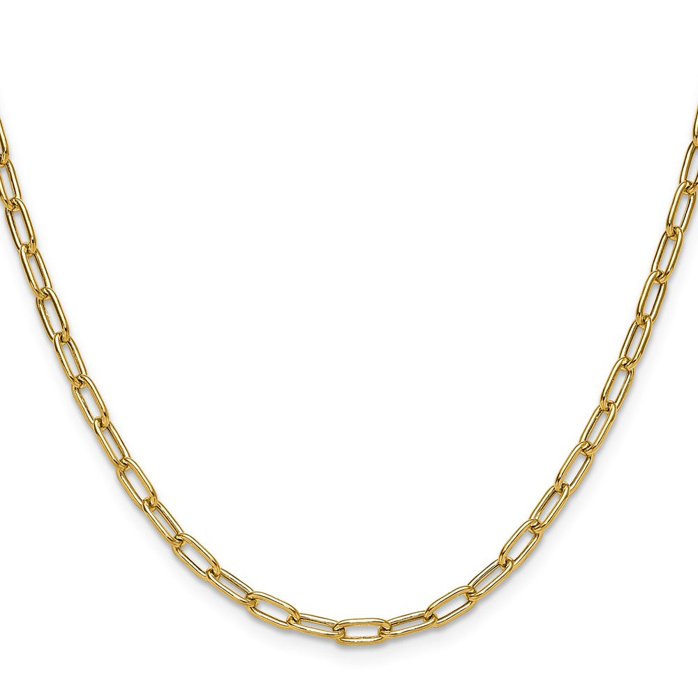 2 Inch 14K Yellow Gold 3.7mm Semi Solid Paperclip Chain Necklace