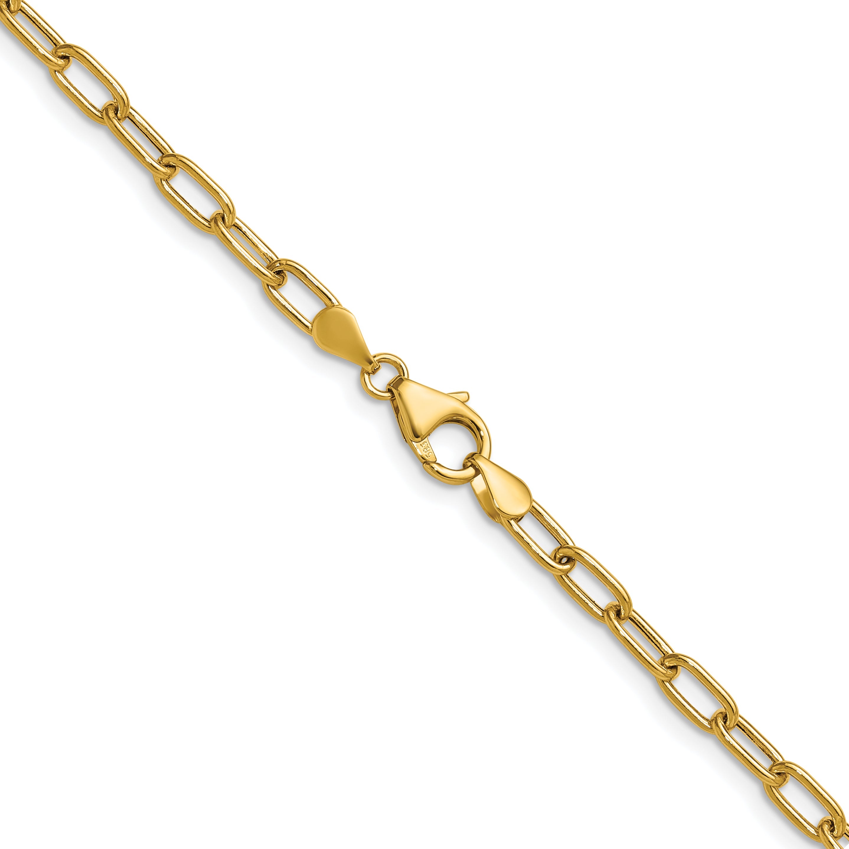 18 Inch 14K Yellow Gold 3.7mm Semi Solid Paperclip Chain Necklace