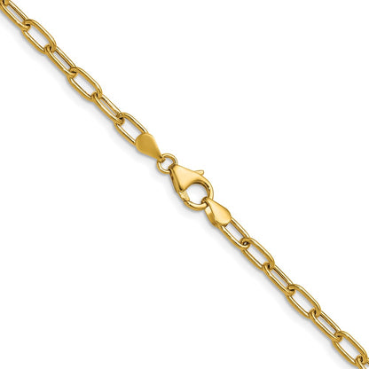 16 Inch 14K Yellow Gold 3.7mm Semi Solid Paperclip Chain Necklace