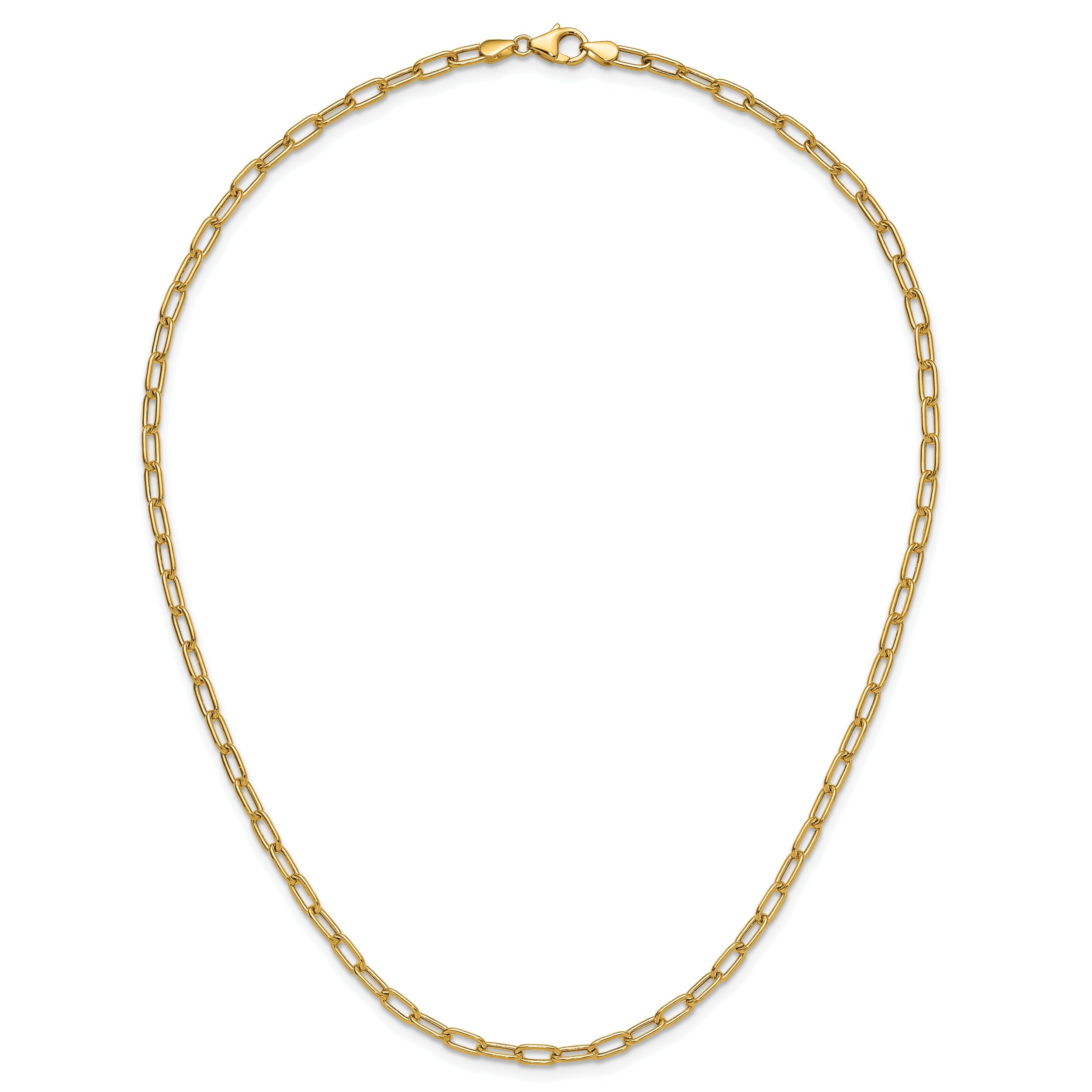 24 Inch 14K Yellow Gold 3.7mm Semi Solid Paperclip Chain Necklace
