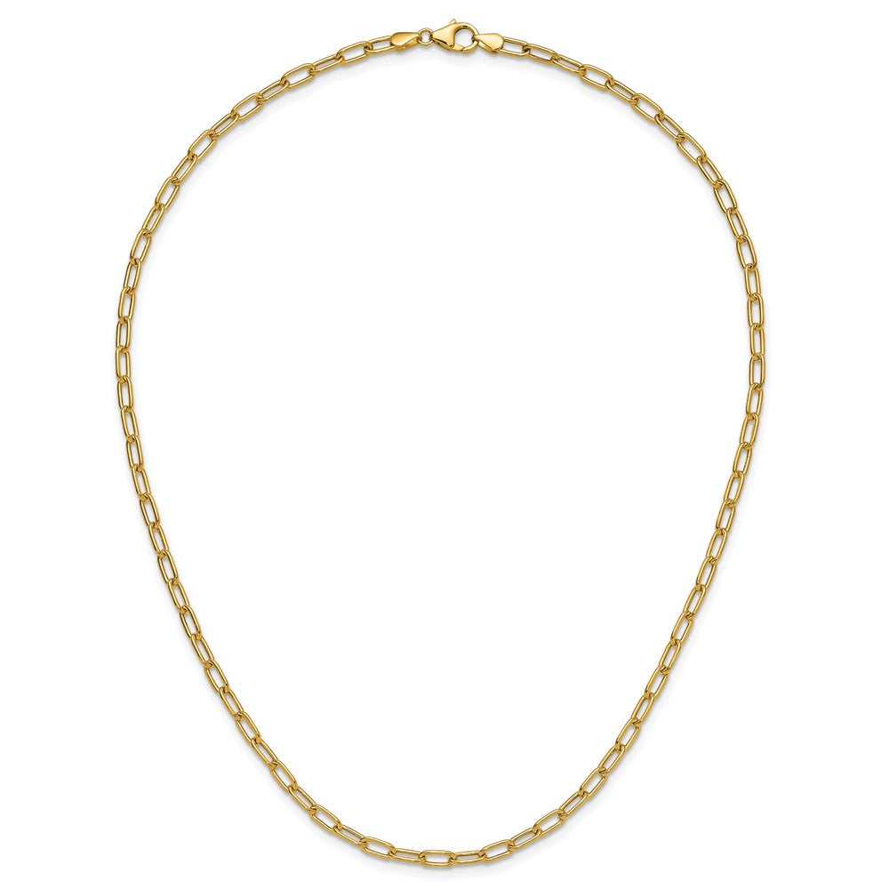 2 Inch 14K Yellow Gold 3.7mm Semi Solid Paperclip Chain Necklace