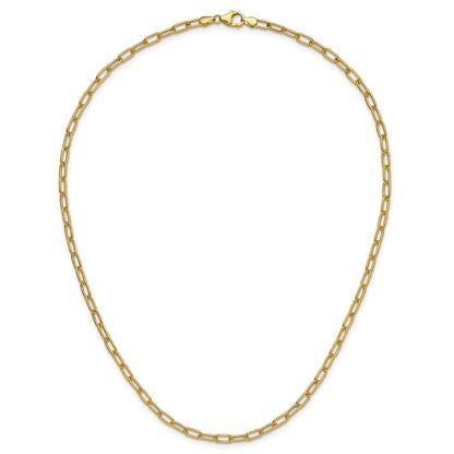 2 Inch 14K Yellow Gold 3.7mm Semi Solid Paperclip Chain Necklace