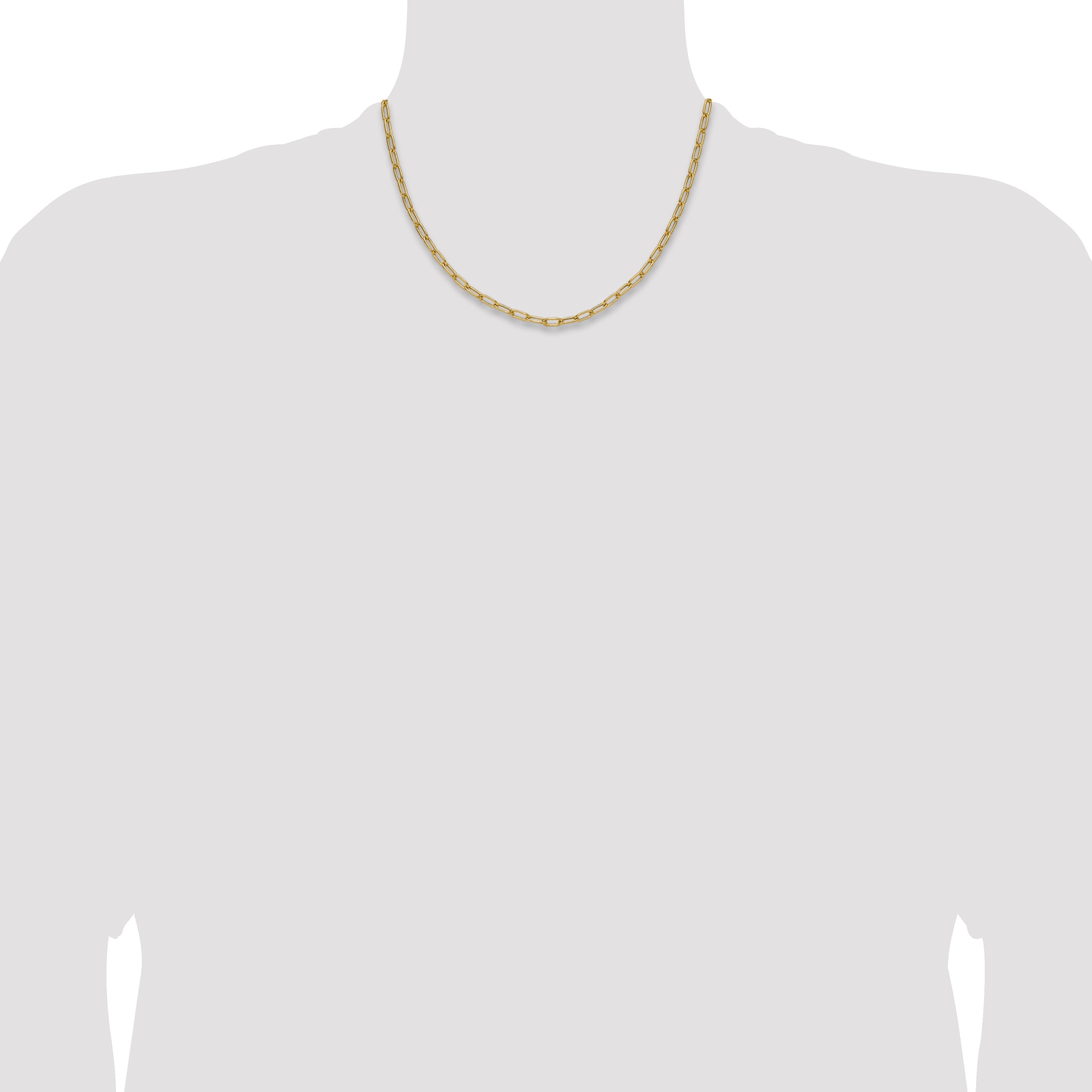 18 Inch 14K Yellow Gold 3.7mm Semi Solid Paperclip Chain Necklace