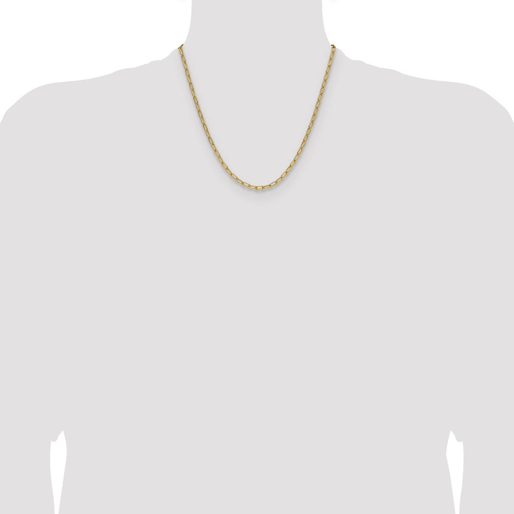 2 Inch 14K Yellow Gold 3.7mm Semi Solid Paperclip Chain Necklace