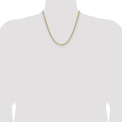 2 Inch 14K Yellow Gold 3.7mm Semi Solid Paperclip Chain Necklace