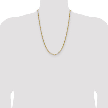 24 Inch 14K Yellow Gold 3.7mm Semi Solid Paperclip Chain Necklace