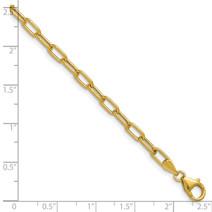 8 Inch 14K Yellow Gold 3.7mm Semi Solid Paperclip Chain Bracelet