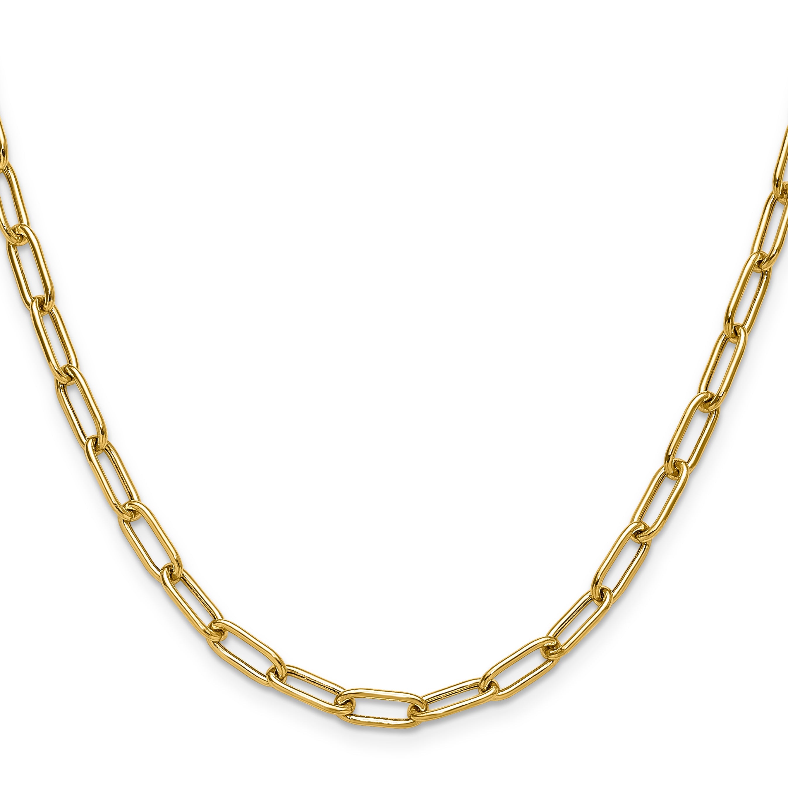 18 Inch 14K Yellow Gold 4.5mm Semi Solid Paperclip Chain Necklace