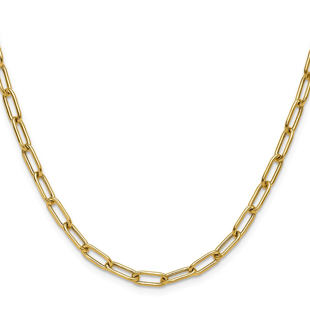 24 Inch 14K Yellow Gold 4.5mm Semi Solid Paperclip Chain Necklace