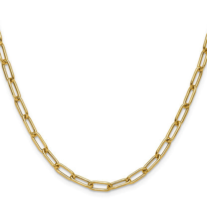 24 Inch 14K Yellow Gold 4.5mm Semi Solid Paperclip Chain Necklace