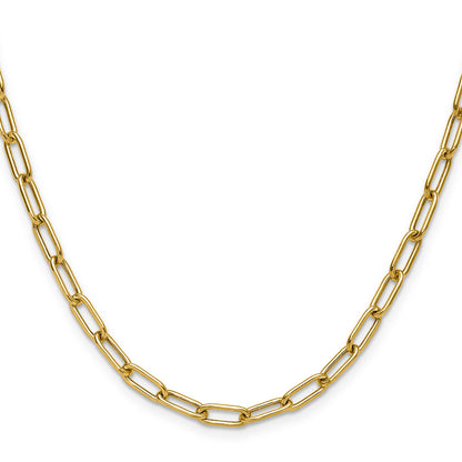 16 Inch 14K Yellow Gold 4.5mm Semi Solid Paperclip Chain Necklace