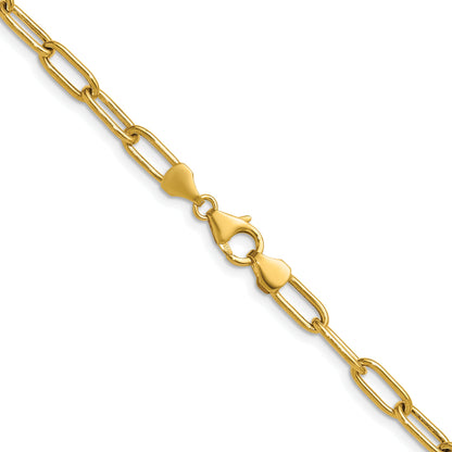 2 Inch 14K Yellow Gold 4.5mm Semi Solid Paperclip Chain Necklace