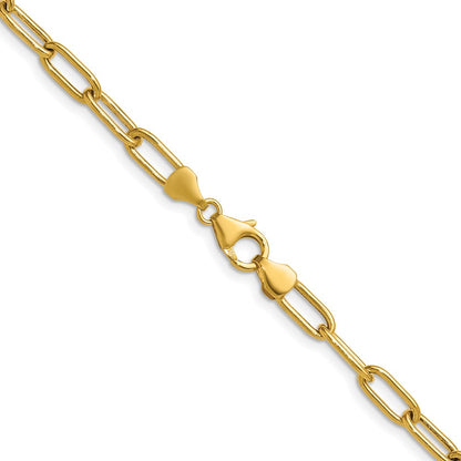 24 Inch 14K Yellow Gold 4.5mm Semi Solid Paperclip Chain Necklace