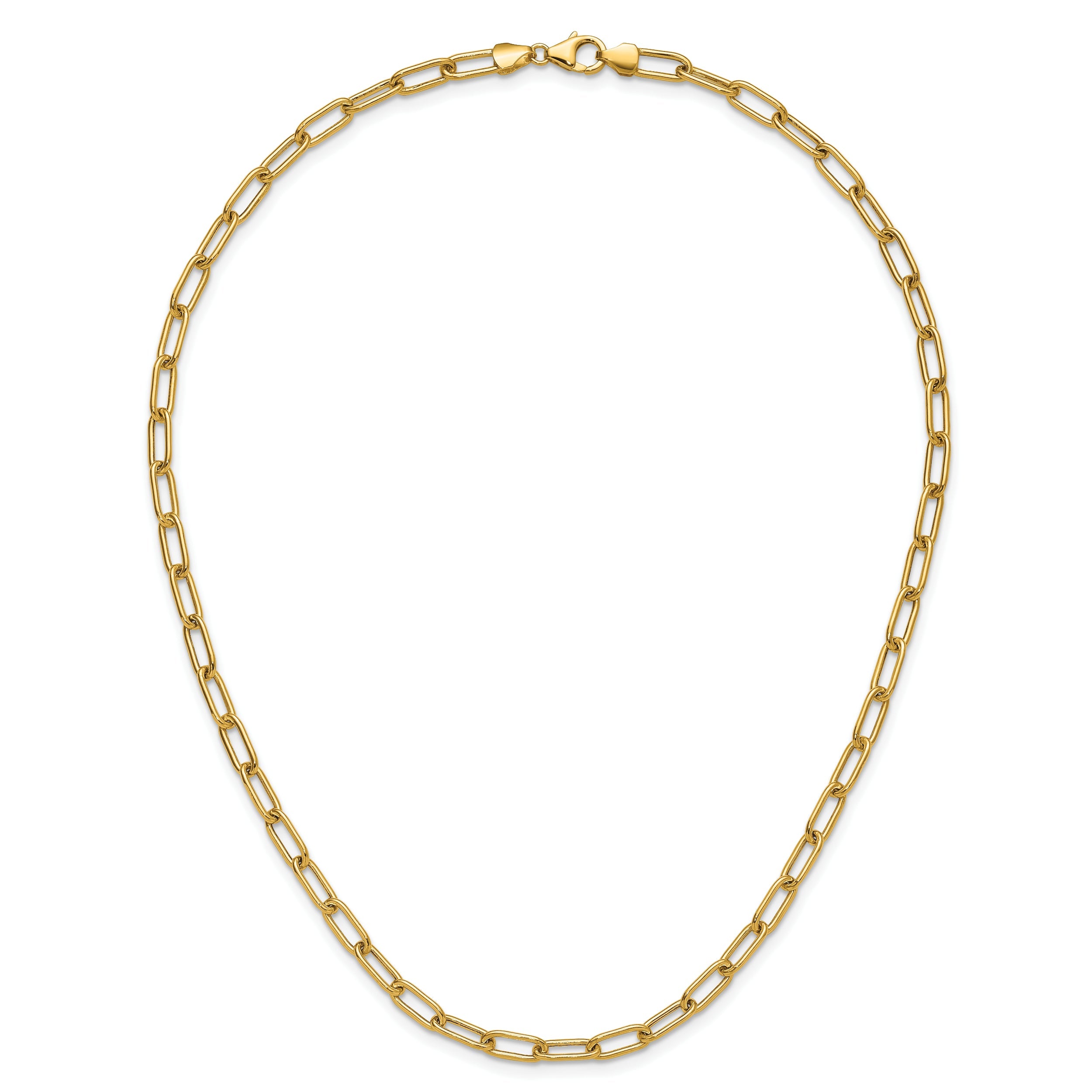 18 Inch 14K Yellow Gold 4.5mm Semi Solid Paperclip Chain Necklace