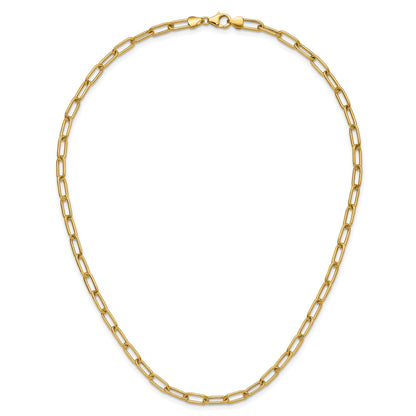 18 Inch 14K Yellow Gold 4.5mm Semi Solid Paperclip Chain Necklace