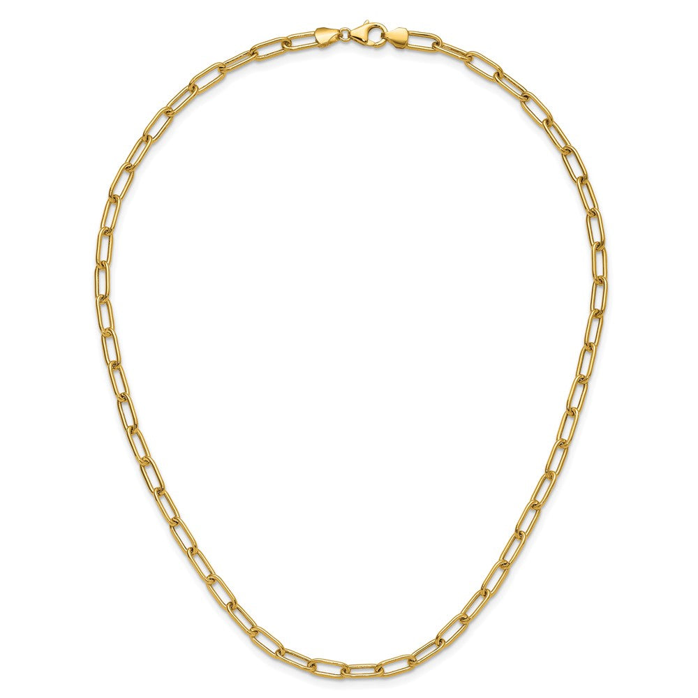 24 Inch 14K Yellow Gold 4.5mm Semi Solid Paperclip Chain Necklace