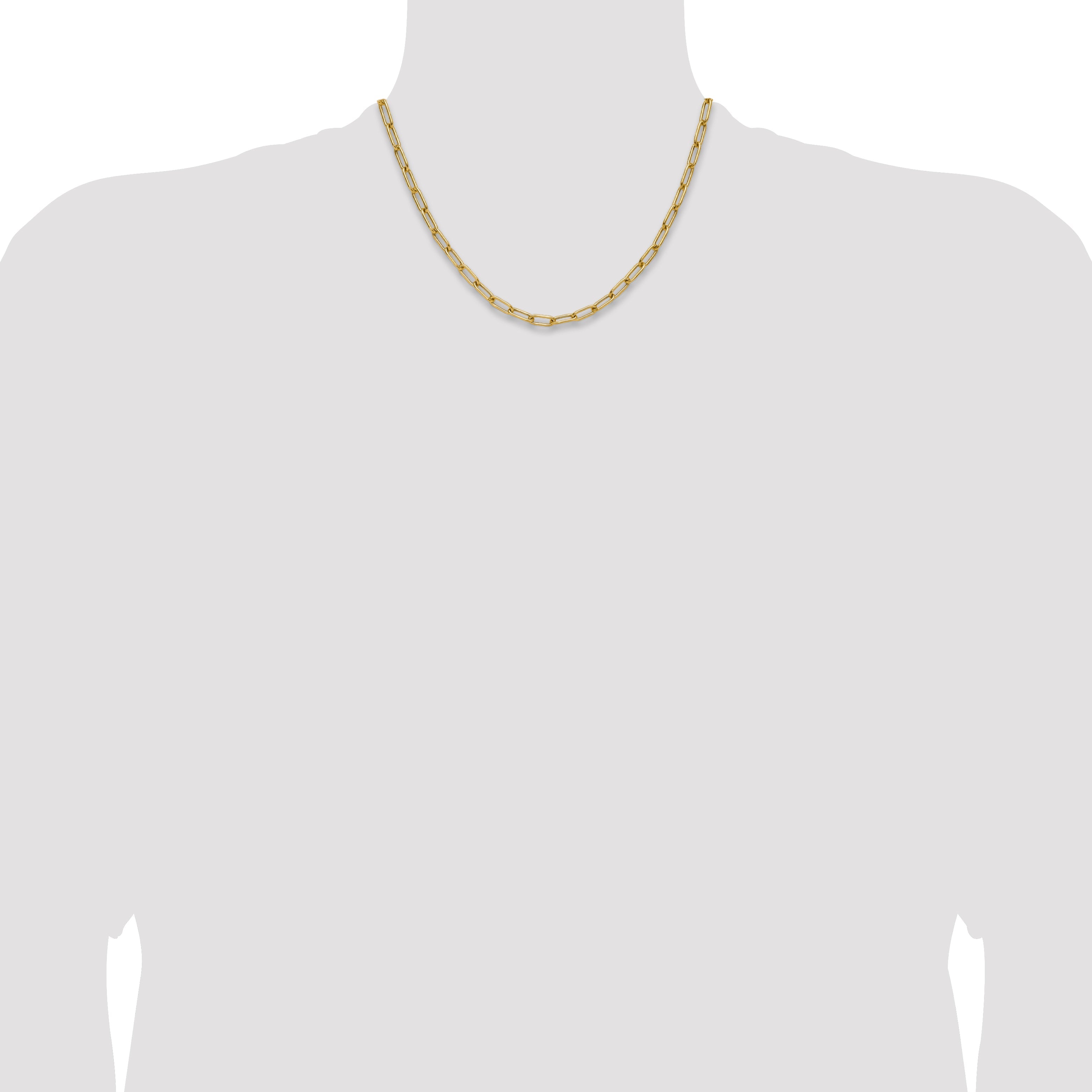 18 Inch 14K Yellow Gold 4.5mm Semi Solid Paperclip Chain Necklace