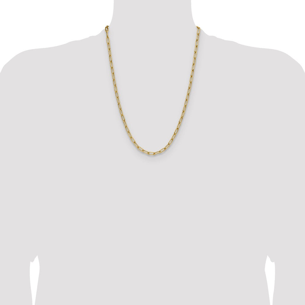24 Inch 14K Yellow Gold 4.5mm Semi Solid Paperclip Chain Necklace