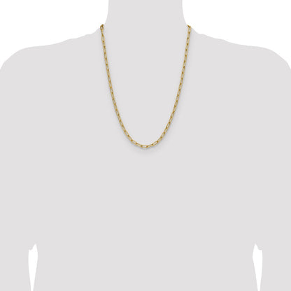24 Inch 14K Yellow Gold 4.5mm Semi Solid Paperclip Chain Necklace