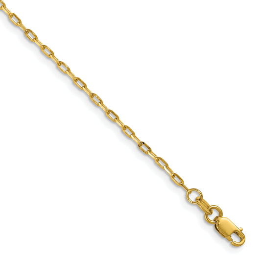 2 Inch 14K Yellow Gold 1.75mm D/C Open Long Link Cable Chain Necklace