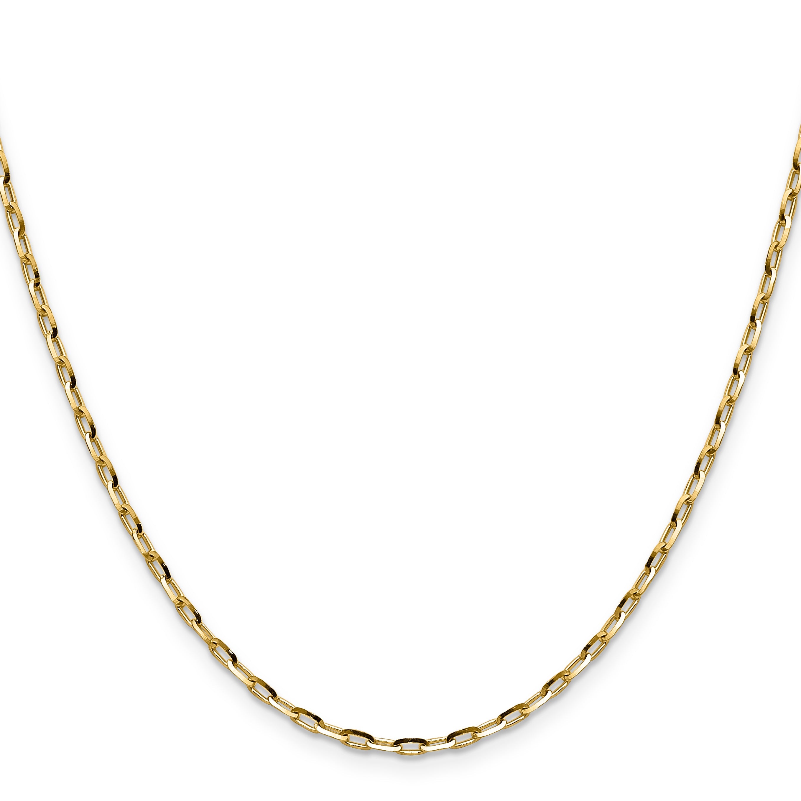 2 Inch 14K Yellow Gold 2.3mm D/C Open Long Link Cable Chain Necklace