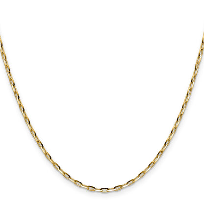 2 Inch 14K Yellow Gold 2.3mm D/C Open Long Link Cable Chain Necklace